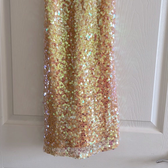 LULU’s Force of Fashion Peach Iridescent Backless Sequin Mini Dress - Picture 7 of 11
